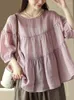 Camicette da donna moda da donna coreana Donne estate a colori solidi chiffon camicie oversize oversize 2024 Ladies Elegant Classic Linen Doll Top