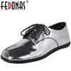 Chaussures décontractées Fedonas Lace-up Concise Femmes pompes en cuir authentique en cuir bas Design de mode Spring Automne Office Lady femme 2024