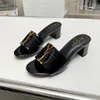 Y+5+L Slippers Designer Sandaler Kvinnor Slides 2024 Summer New Fashion Luxury Flat Slides äkta läder Mid Heel Slides High Quality Designer Shoes EU35-43