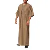 Ethnische Kleidung muslimische Männer lässig losen Jubba Thobe Arabische Dubai Malaysia Robe Middle Sleeve Button Hemd Kleid Abayas Islamische Männer