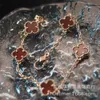 Top luxury fine designer jewelry Vancleff High version red and black agate rose gold star matching four leaf clover mini pink gray white fritillaria bracelet
