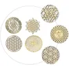 Figurki dekoracyjne 4pcs Sacred Geometry Wall Art Flower of Life Grid Drewniany akcent dekoracja kryształowa rzeźba