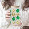 Window Stickers UV DTF Transfer Sticker St. Patricks Day för 16oz Libbey Glasses Wraps Cup Can DIY Waterproof D12855 Drop Delive DHED1