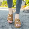 Casual schoenen 2024 Zomer Wedge Sandals Senior Bone Open Toe Retro helling Sole Non-Slip Platform Slippers