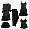 Атласная кружевная пижама, набор женских брюшных брюк, костюм для сна весенняя осень пижама, домашняя ночная одежда, платье для халата m-xxl 240415