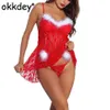 Okkdey Women Sex Exotic Mini Dress Adult Sexy Lingerie Set For Christmas Xmas Cosplay Costume Erotic Apparel Bras Sets199l