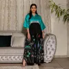 Abbigliamento etnico Dubai Stampa araba Maxi Dress Eid Ramadan Musulmano Donne Abito da sera Marocain Kaftan Turchia Abaya Islamica Jalabiya