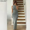 Abiti casual pieghettate maxi abiti da donna con arbitro bodycon arrucciato lungo estate 2024 elegante festa nero grigio