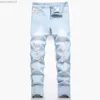 Męskie dżinsy Modne Ultra-cienki ołówek dżinsowe ubrania uliczne Męskie spodnie TRON Niepokojące hip-hopowe dżinsy męskie Długie Jeansl2404