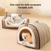 Carriers de gatos Cajas Casas de gato suave Ratio de dormitorio profundo Dog Cat Winter House Mattet Detachable Mates Semi Cerrada Pet Tent Usada para suministros de gatos y cachorros 240426