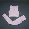女性のトラックスーツsveicリブベッドシームレスヨガセット洗濯ニットスポーツブラジャートップオブラインスポーツスポーツ服フィットネスレディースジム衣類240424