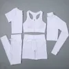 Women's Tracksuits 2/3/5PC womens track and field clothing seamless yoga set sportswear gym clothing drag high waist leg fitness sportswear 240424