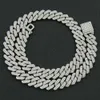 Strands Hip Hop Mens 14 mm Cuban Link Naszyjnik Lód Paris Chain 2 Rows Rhinestone Sklep Miami Diamond Cuban Naszyjnik 240424