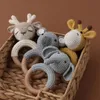 1pc Wooden Crochet Bunny Rattle Toy A Free Wood Ring Baby Teether Rodent Gym Mobile Rattles born Educational Toys 240426