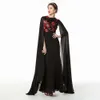 Robes arabes noires en mousseline de soie