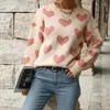 Women's Knits Autumn Winter Simplicity Solid Color Valentine's Day Casual Love Long-Sleeved Pink Sweater Fashion 2024 Arrivals D