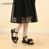 Laiweis Womens Shoes Brand Buckle Strap Sandals Moda Moda Butterfly-Knot Women Luxury Flat 240423
