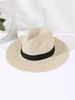 Wide Brim Hats Bucket Hats Summer collapsible large eaves custom straw hat eco-friendly breathable outdoor beach sunshade wide brim straw hats J240425