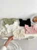 T-shirts 2024 Sommar babykläder ruffle collor spädbarn flickor tee fast rand t shirt flickor bas toppar h240426