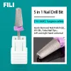 Bitar 5 i 1 volfram karbid nagelborrbitar nagelkonstutrustning rotera fabriker skärare tillbehör nagellack uv gel ta bort manikyrverktyg