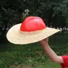 Basker brett stora grimmar sommarsolskyddsmedel Stråvävda strandhattar Labour Safety Helmets utomhusfjäder