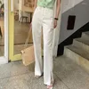 Damesjeans Witte split voor vrouwen 2024 Vintage High Tailleed Wide Leg broek Streetwear Zomer Koreaanse chic gescheurde moeder zachte denim