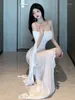 Sukienki swobodne pikantna dziewczyna sukienka biała jedno ramię seksowne bajki ruffle nieregularne, szczupłe, długie koreańskie kobiety s268
