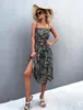 Casual Dresses Womens Summer A-Line Midi Dress Ladies Spaghetti Bandeau Sleeveless Blend S-XL For 2024
