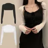 Kadın Tişörtleri Kadınlar Thumbhole Uzun Kollu Omuz silkme Düz Renk Açık ön kırpılmış hırka üst bodycon ince fit güneş koruyucu kol kapağı ceket