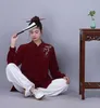 Ethnic Clothing 2024 Chinese Traditional Tai Chi Wushu Uniform Flower Embroidery Kungfu Sport Training Morning Exercise Walking Martial Arts