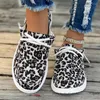 Sapatos casuais Moda Manomotores de leopardo 2024 Spring Women Sport Flats Sneakers Brand Lace Up andando correndo zapatos feminino