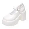Sapatos de vestido Moda Bombas de plataforma branca para mulheres super altas fivela tira mary jane mulher gótica grossa parque de festas damas