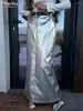 Röcke Clacive Bodycon Silber PU Leder Frauenrock 2024 Mode hohe Taille Lange elegante klassische solide weibliche Kleidung