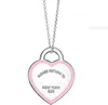 S925 Silver Blue Pink Love Heart Designer Hanger Kettingen voor vrouwen Brand Luxe Crystal Bling Diamond Elegant Charm Link Chain Choker Necklace Jewelr NT2G