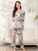 Kvinnors sömnkläder Kvinnor Plus Size S -3XL NYA 100% VISCOSE PAJAMAS SET LÅNG -SLVED -TROUSERS LADER PAJAMAS SUT Nattkläder kostym Slpwear Pijama Y240426