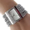 Polshorloges Fashion Quartz Dames Silver Tone Band Rhinestone Bangle Bracelet Watch Polshorwatch Ladies Watches