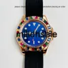 Relojes Reloj Watch Mens Watch Rainbow Bezel Automatic Mechanical Watchs Rubber Strap Montre de Luxe Wristwatch pour hommes 40 mm