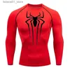Men's T-Shirts Mens compressed shirt fitness exercise anime super spider print sports tight gym T-shirt quick drying top summer mens Q240426
