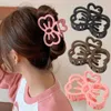 クランプ韓国のかわいい弓の髪クリッププラスチッククロークリップキャンディーカラーカニヘアクリップ女の子用甘い髪の爪髪のヘアアクセサリーY240425