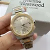 Pulseiro original da moda assistir Viviane Westwood New Western Steel Swiss Quartz Movimento Moda Moda Womens Assista Gelo Blue Pink Gold Watch