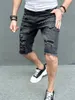 Jeans masculinos Mens verão curto buraco ultrafino de cinco pontos de comprimento da rua de rua