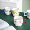 Tasses net rouge ins vent nordique en céramique lait mark tasse empilée petit déjeuner créatif de maison de maison simple tasse de café simple