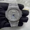 Personnalisez Iced Out Watch VVS Moisanite Diamond Hip-Hop Mécanique de luxe Matches Diamond Classed Business