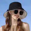 ワイドブリム帽子バケツ帽子夏の女性用2トーンバケツハット通気性柔らかい10cm幅の縁