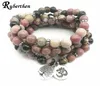 RUBERTHEN 2018 Natuurlijke zwarte ader Rhodoniet Bracelet Life Life Ohm Charm genezing kralen voor vrouwen J1907227314501