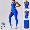 Women's Tracksuits Seamless jumpsuit for womens high elasticity yoga set running exercise set quick drying sleeveless fitness gym set 240424