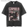 T-shirt maschile Street Fashion Camilla Cabello Graphic T-shirt per uomini e donne Cotton di alta qualità in cotone retrò oversize nero a maniche corte nera Q240425