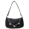 Totes Fashion Women Butterfly Chain Underarm Bag Casual Pure Color Shoulder Bags Female PU Leather Zipper Shopping