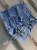 Deat 2024 Spring Womens Irregular Multi Pocket Design A-Line Denim Shorts Pantalon Pantalon Loose High Wide Leg larges JEANS 11XX0123 240410