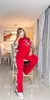 Women Plus Size Two Piece Pants Set Designer Women's Red T-Shirt and Sweatpants Set Casual Pants Jogging Suit Free Shipping 1XL-5XL